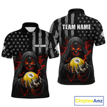 Load image into Gallery viewer, Custom US Skull 9 Ball Billiard Shirts for Men Billiard Team Shirts Billiard League Polo &amp; 1/4 Zip NNT94