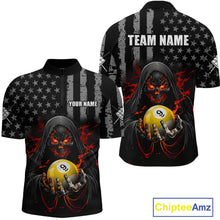 Load image into Gallery viewer, Custom US Skull 9 Ball Billiard Shirts for Men Billiard Team Shirts Billiard League Polo &amp; 1/4 Zip NNT94