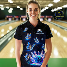 Load image into Gallery viewer, Custom Galaxy Butterflies Bowling Jersey for Women Bowling Tournament Polo &amp; 1/4 Zip Bowling Team Shirts HNT211
