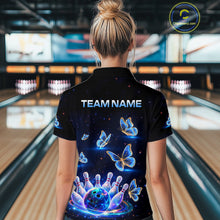 Load image into Gallery viewer, Custom Galaxy Butterflies Bowling Jersey for Women Bowling Tournament Polo &amp; 1/4 Zip Bowling Team Shirts HNT211