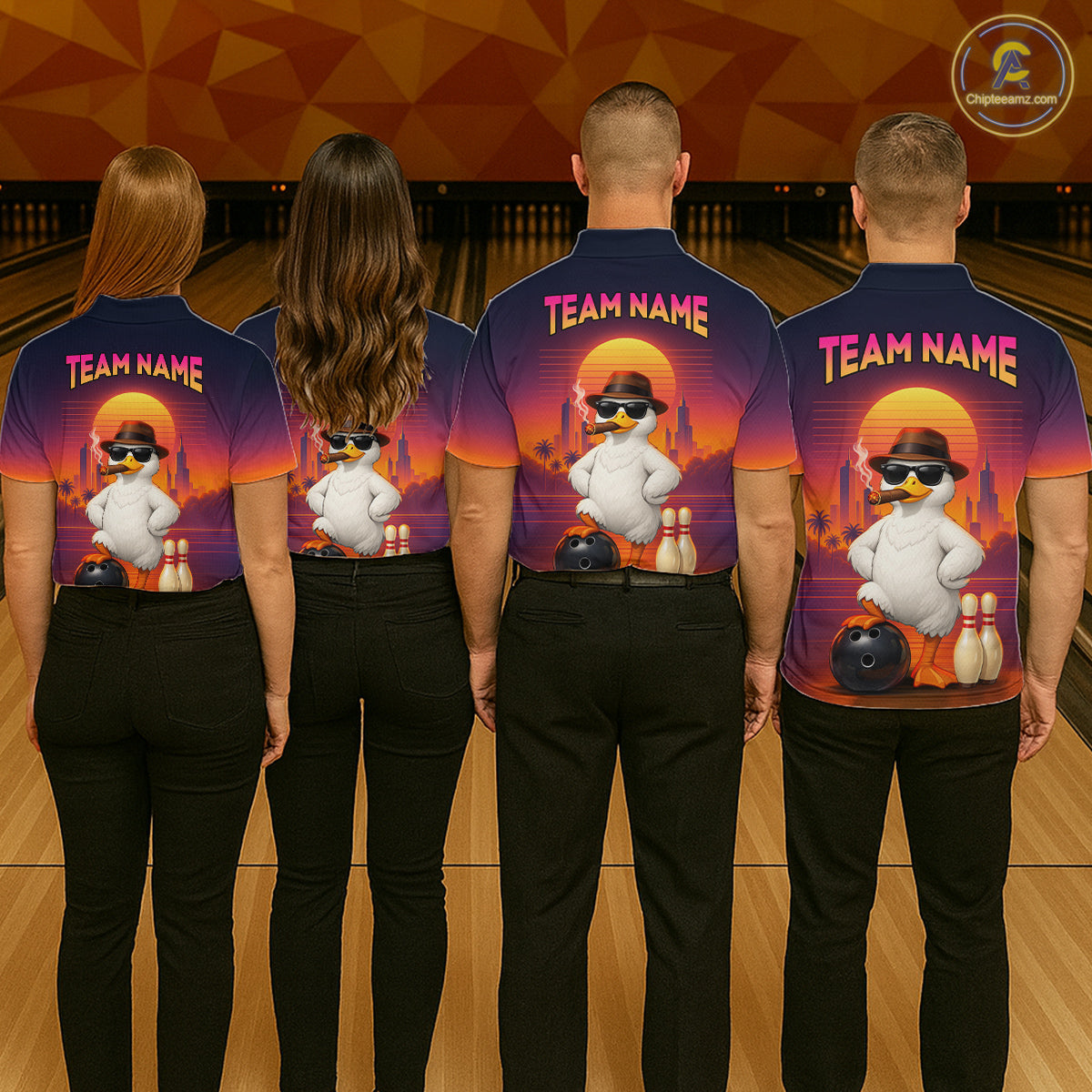 Custom Funny Duck Bowling Jersey for Women Bowling Uniform Polo & 1/4 Zip Bowling Team Shirts HNT235