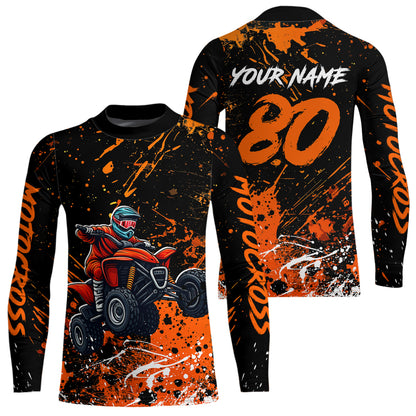 Orange Youth ATV Motocross Shirts Kid Men Women Custom Off-Road Quad Bike Shirt UPF30+ DNT77