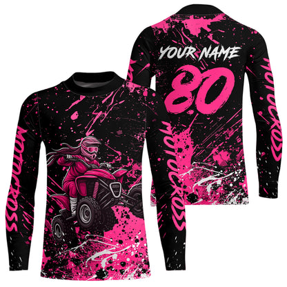 Pink Youth ATV Motocross Shirts Kid Men Women Custom Off-Road Quad Bike Shirt UPF30+ DNT77
