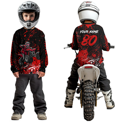 Red Youth ATV Motocross Shirts Kid Men Women Custom Off-Road Quad Bike Shirt UPF30+ DNT77