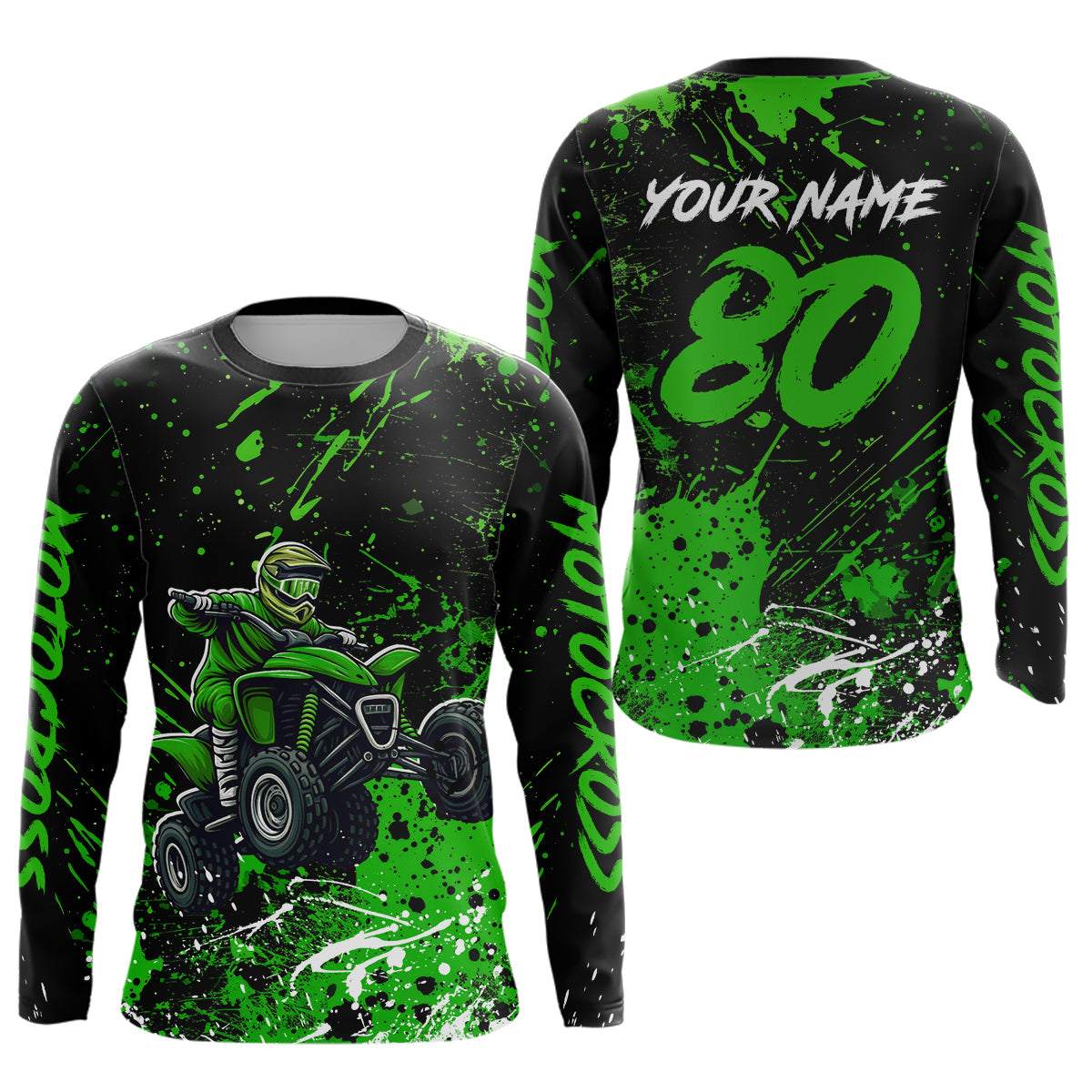 Green Youth ATV Motocross Shirts Kid Men Women Custom Off-Road Quad Bike Shirt UPF30+ DNT77