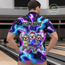 Load image into Gallery viewer, Custom Funny Sloth Bowling Jersey for Men Purple Blue Neon Bowling Team Shirts Bowling League HNT307