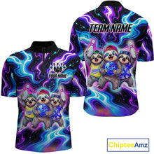 Load image into Gallery viewer, Custom Funny Sloth Bowling Jersey for Men Purple Blue Neon Bowling Team Shirts Bowling League HNT307