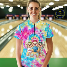 Load image into Gallery viewer, Custom Funny Sloth Bowling Jersey for Women Tropical Tie-Dye Bowling Team Shirts Bowling League HNT306
