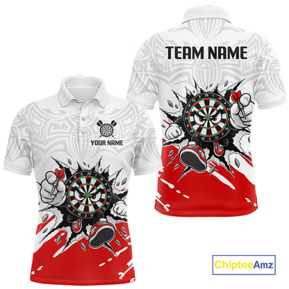 Custom Funny Red White Dartboard Darts Shirt for Men Darts Team Jerseys Dart League Shirts NNT315