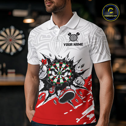 Custom Funny Red White Dartboard Darts Shirt for Men Darts Team Jerseys Dart League Shirts NNT315