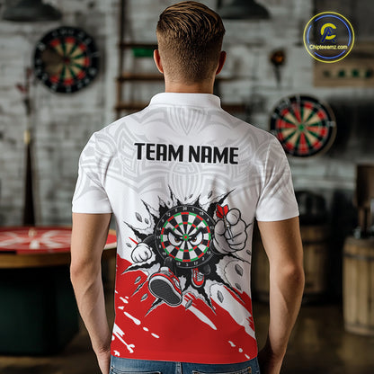 Custom Funny Red White Dartboard Darts Shirt for Men Darts Team Jerseys Dart League Shirts NNT315