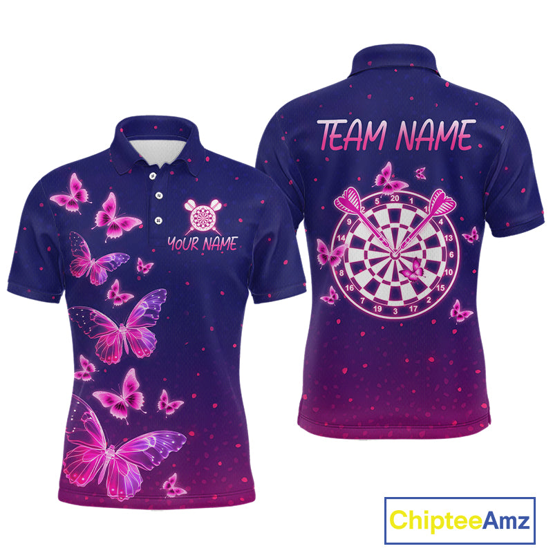 Galaxy Butterfly Mens Darts Polo & 1/4 Zip Shirts Custom Dart Shirts For Team Darts Jerseys NNT319