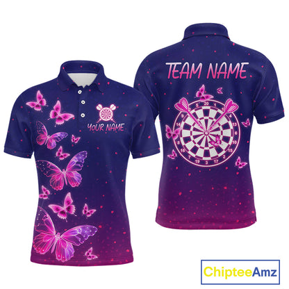 Galaxy Butterfly Mens Darts Polo & 1/4 Zip Shirts Custom Dart Shirts For Team Darts Jerseys NNT319