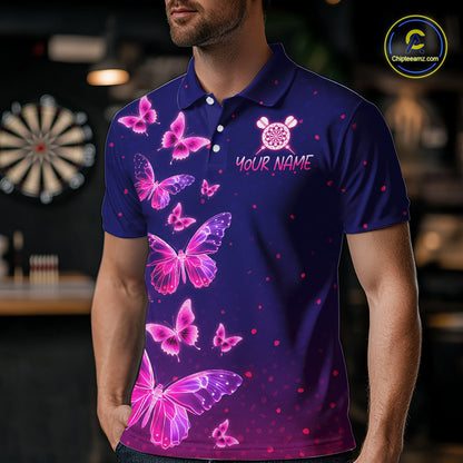 Galaxy Butterfly Mens Darts Polo & 1/4 Zip Shirts Custom Dart Shirts For Team Darts Jerseys NNT319