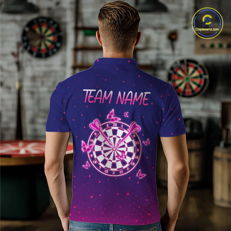 Galaxy Butterfly Mens Darts Polo & 1/4 Zip Shirts Custom Dart Shirts For Team Darts Jerseys NNT319