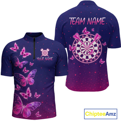 Galaxy Butterfly Mens Darts Polo & 1/4 Zip Shirts Custom Dart Shirts For Team Darts Jerseys NNT319