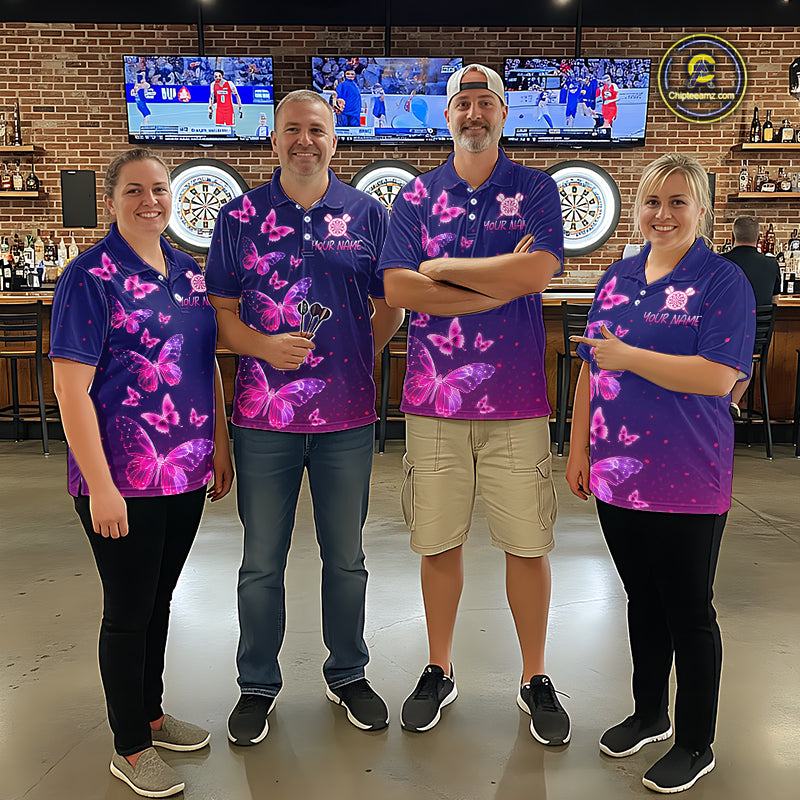 Galaxy Butterfly Mens Darts Polo & 1/4 Zip Shirts Custom Dart Shirts For Team Darts Jerseys NNT319