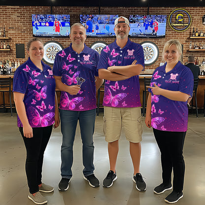 Galaxy Butterfly Womens Darts Polo & 1/4 Zip Shirts Custom Dart Shirts For Team Darts Jerseys NNT319