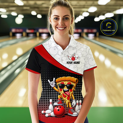Funny Pizza Bowling Shirts For Women, Custom Bowling Team Jersey Bowling Tournament Bowler HNT649
