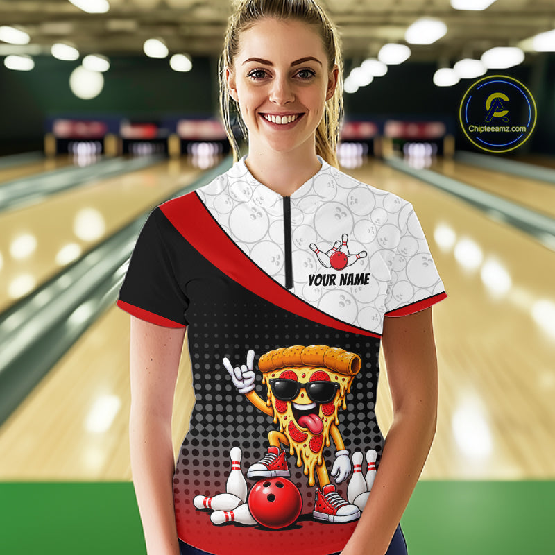 Funny Pizza Bowling Shirts For Women, Custom Bowling Team Jersey Bowling Tournament Bowler HNT649