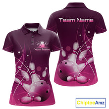 Load image into Gallery viewer, Custom Pink Bowling Jersey for Women Bowling Uniform Bowling Team Shirts Polo &amp; 1/4 Zip HNT168