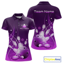 Load image into Gallery viewer, Custom Purple Bowling Jersey for Women Bowling Uniform Bowling Team Shirts Polo &amp; 1/4 Zip HNT168