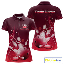 Load image into Gallery viewer, Custom Red Bowling Jersey for Women Bowling Uniform Bowling Team Shirts Polo &amp; 1/4 Zip HNT168