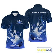 Load image into Gallery viewer, Custom Blue Bowling Jersey for Men Bowling Uniform  Bowling Team Shirts Polo &amp; 1/4 Zip HNT168