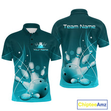 Load image into Gallery viewer, Custom Turquoise Bowling Jersey for Men Bowling Uniform  Bowling Team Shirts Polo &amp; 1/4 Zip HNT168