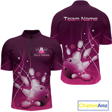 Load image into Gallery viewer, Custom Pink Bowling Jersey for Men Bowling Uniform  Bowling Team Shirts Polo &amp; 1/4 Zip HNT168