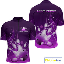 Load image into Gallery viewer, Custom Purple Bowling Jersey for Men Bowling Uniform  Bowling Team Shirts Polo &amp; 1/4 Zip HNT168
