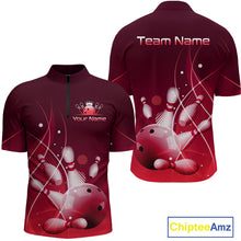 Load image into Gallery viewer, Custom Red Bowling Jersey for Men Bowling Uniform  Bowling Team Shirts Polo &amp; 1/4 Zip HNT168