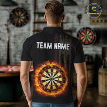 Load image into Gallery viewer, Custom Flame US Flag Darts Shirt for Men Darts Team Jerseys Dart Tourament Polo &amp; 1/4 Zip NNT115