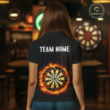 Load image into Gallery viewer, Custom Flame US Flag Darts Shirt for Women Darts Team Jerseys Dart Tourament Polo &amp; 1/4 Zip NNT115