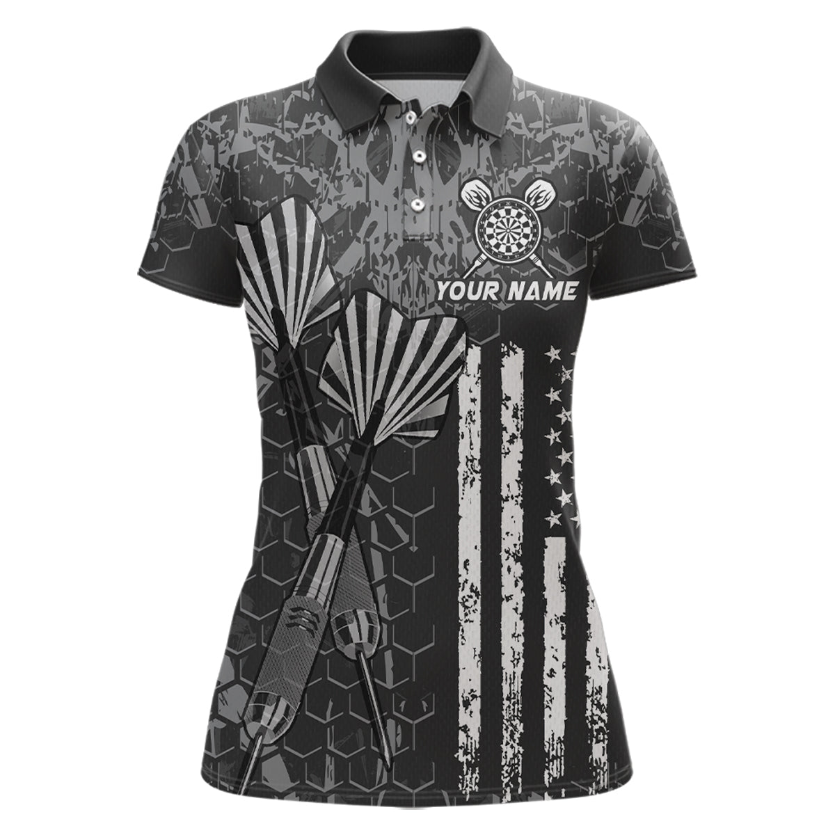 Custom US Flag Darts Shirt for Women Darts Team Jerseys Dart Tournament Polo & 1/4 Zip NNT113