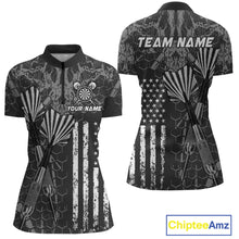 Load image into Gallery viewer, Custom US Flag Darts Shirt for Women Darts Team Jerseys Dart Tourament Polo &amp; 1/4 Zip NNT113