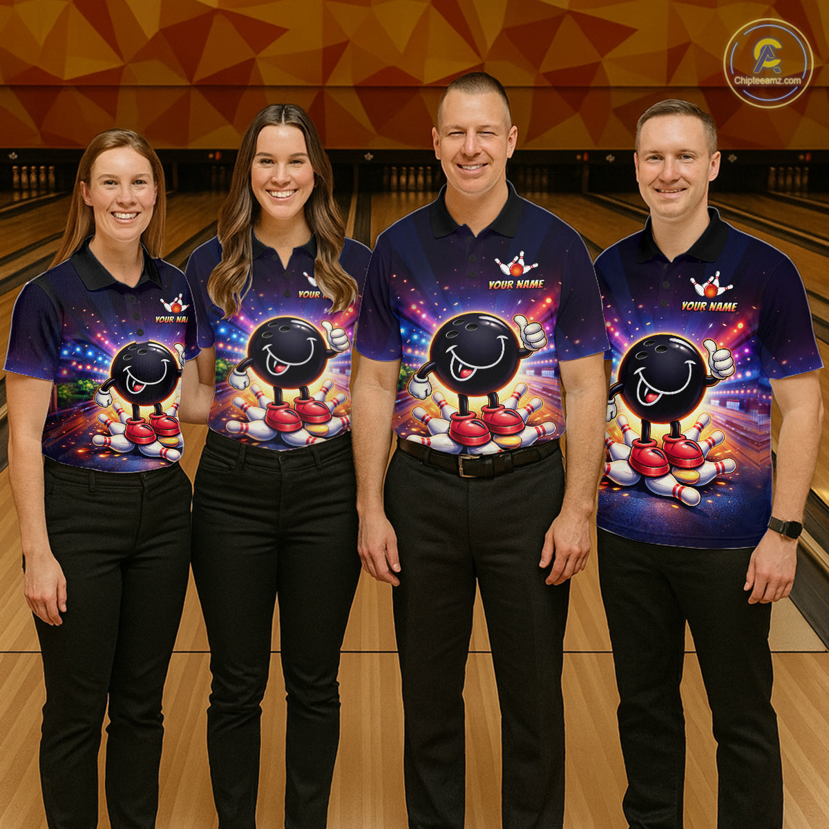 Custom Funny Bowling Jersey for Women Bowling Tournament Polo & 1/4 Zip Bowling Team Shirts HNT221
