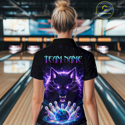Custom Galaxy Wolf Bowling Jersey for Women Bowling Tournament Polo & 1/4 Zip Bowling Team Shirts HNT220