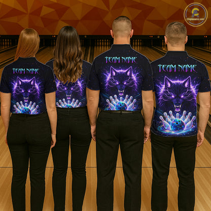 Custom Galaxy Wolf Bowling Jersey for Women Bowling Tournament Polo & 1/4 Zip Bowling Team Shirts HNT220