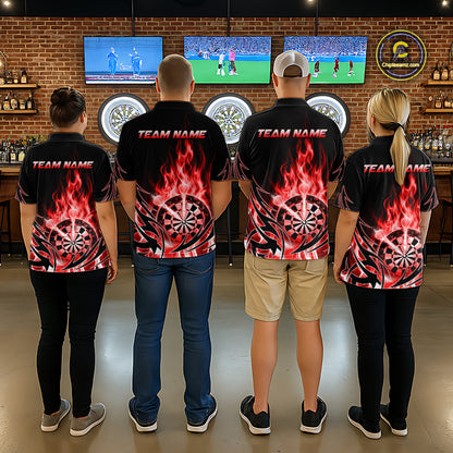 Red Flame Womens Darts Polo & Quarter Zip Shirts Custom Dart Shirts For Team Darts Jerseys NNT318
