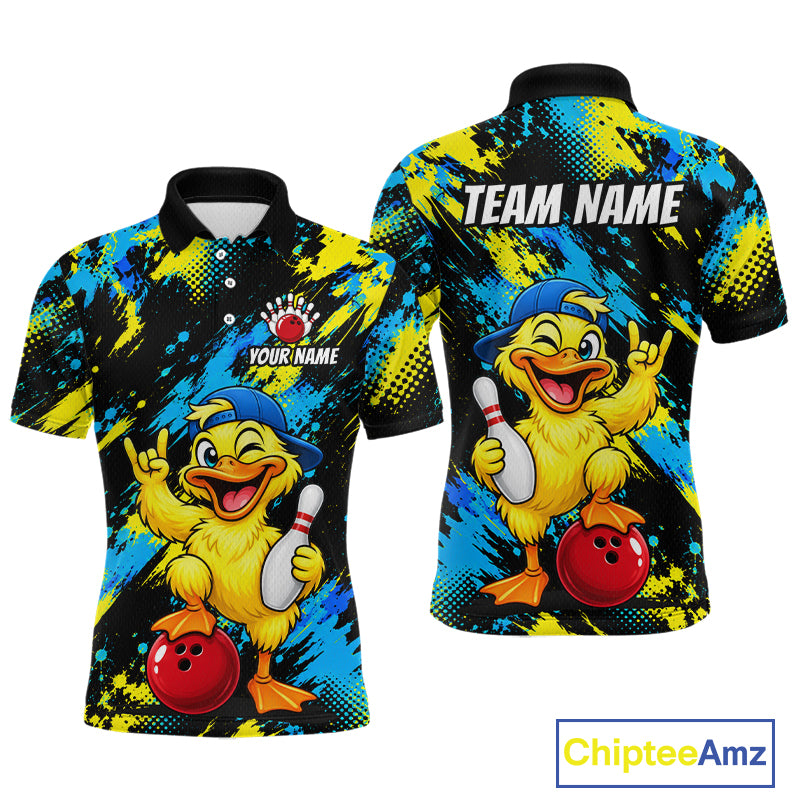 Custom Funny Duck Bowling Shirts for Men Bowling Team Jersey Bowling Uniform for Bowler HNT580