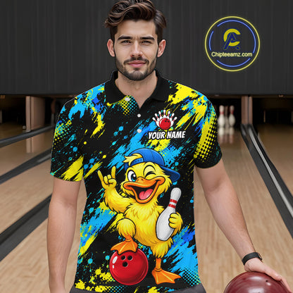 Custom Funny Duck Bowling Shirts for Men Bowling Team Jersey Bowling Uniform for Bowler HNT580