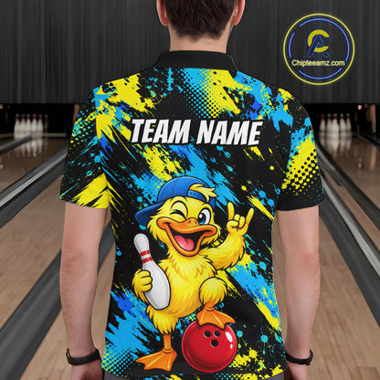 Custom Funny Duck Bowling Shirts for Men Bowling Team Jersey Bowling Uniform for Bowler HNT580