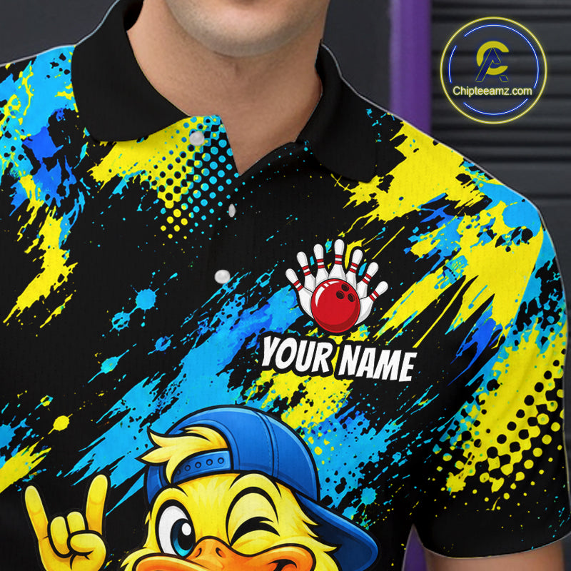 Custom Funny Duck Bowling Shirts for Men Bowling Team Jersey Bowling Uniform for Bowler HNT580