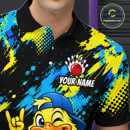 Custom Funny Duck Bowling Shirts for Men Bowling Team Jersey Bowling Uniform for Bowler HNT580