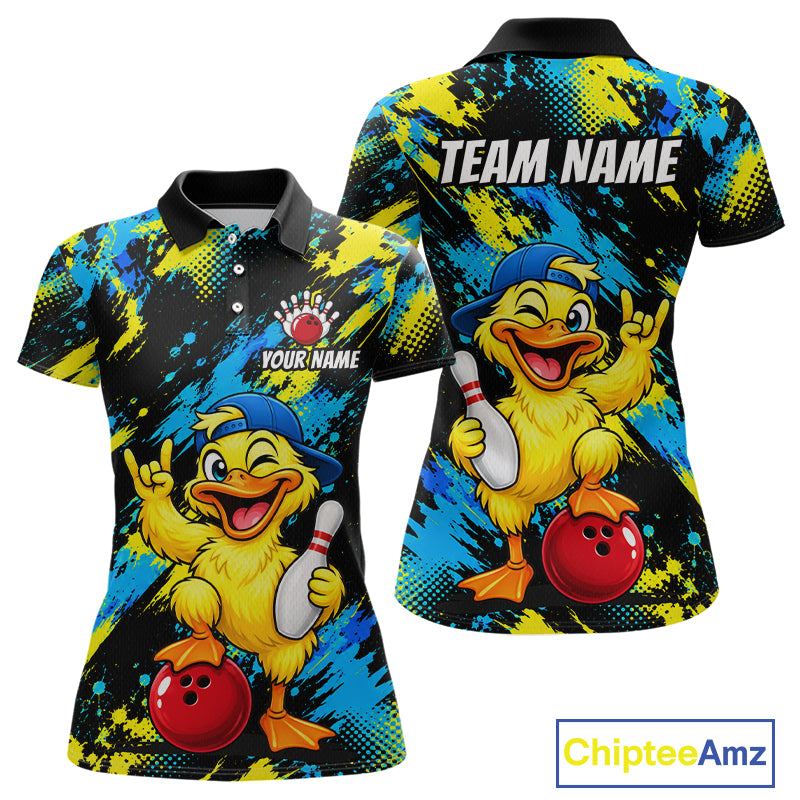 Custom Funny Duck Bowling Shirts for Women Bowling Team Jersey Bowling Uniform for Bowler HNT580