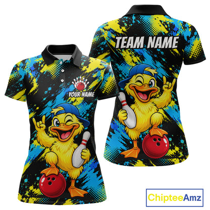 Custom Funny Duck Bowling Shirts for Women Bowling Team Jersey Bowling Uniform for Bowler HNT580