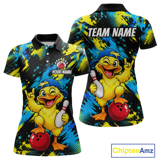 Custom Funny Duck Bowling Shirts for Women Bowling Team Jersey Bowling Uniform for Bowler HNT580