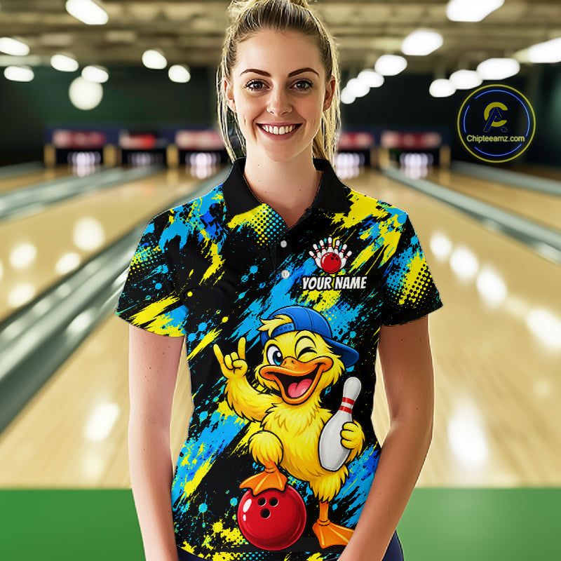 Custom Funny Duck Bowling Shirts for Women Bowling Team Jersey Bowling Uniform for Bowler HNT580