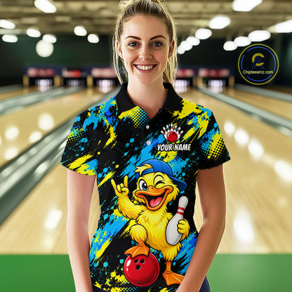 Custom Funny Duck Bowling Shirts for Women Bowling Team Jersey Bowling Uniform for Bowler HNT580
